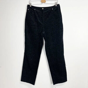 Susan Graver Style Pants Womens 14 Black Silver Sparkles Cotton Blend